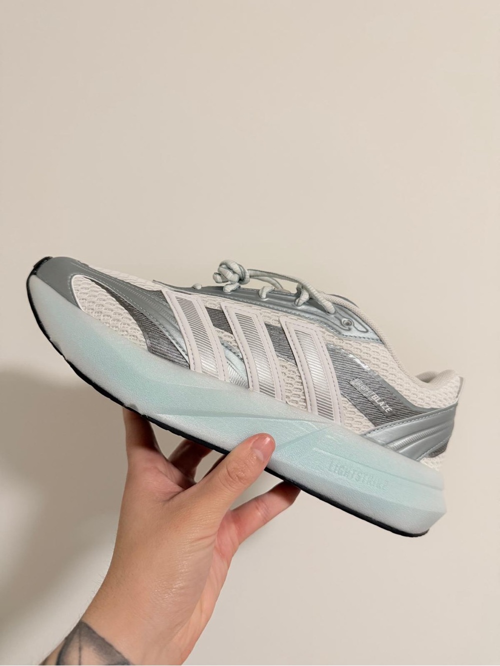 adidas Women's Mint Blue and White Trainer